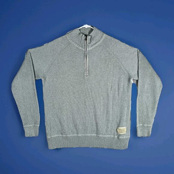 Polo Jeans Company Sweater Mens Large Gray Half Zip Pullover Cotton Ralph Lauren - Picture 1 of 10